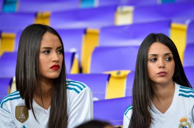 Kiev, Ukrayna - 26 Mayıs 2018: 2018 Uefa Şampiyonlar Ligi final maçı önce Real Madrid ve Liverpool, Ukrayna arasında Stadı nda Real Madrid hayranları onların takım destek