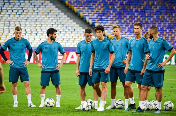 Kyjev Ukrajina Května 2018 Trénink Fotbalistů Realu Madrid Před 2018 — Stock fotografie