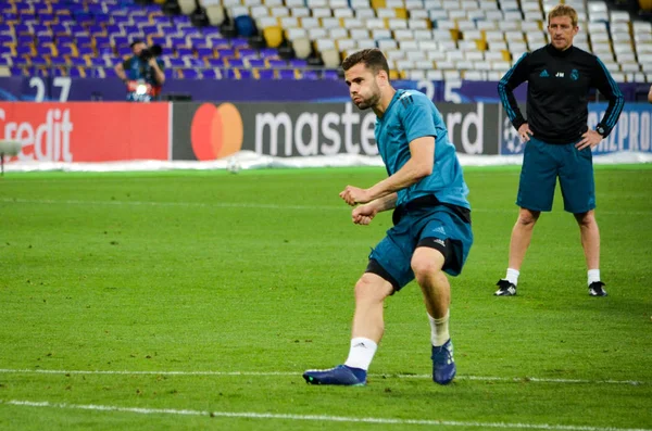 Kiev, Ukrayna - 26 Mayıs 2018: Çifleşme ve eğitim 2018 Uefa Şampiyonlar Ligi final maçında Real Madrid ve Liverpool, Ukrayna arasında daha önce Real Madrid futbol oyuncuları