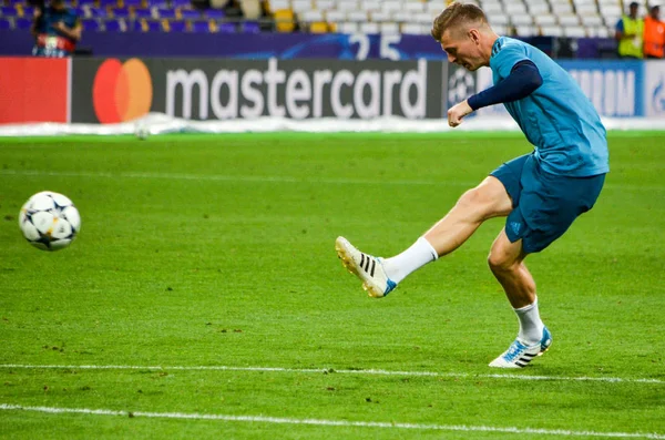 Kiev, Ukrayna - 26 Mayıs 2018: Toni Kroos ve eğitim 2018 Uefa Şampiyonlar Ligi final maçında Real Madrid ve Liverpool, Ukrayna arasında daha önce Real Madrid futbol oyuncuları