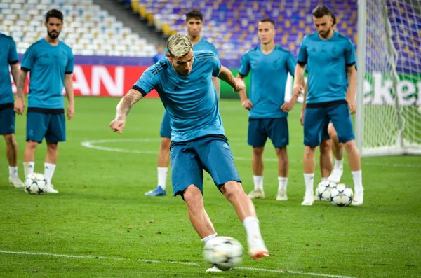 Kiev, Ukrayna - 26 Mayıs 2018: Uefa Şampiyonlar Ligi Finali 2018 önce Real Madrid futbol oyuncuların eğitim maç Real Madrid ve Liverpool, Ukrayna arasında