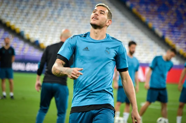 Kiev, Ukrayna - 26 Mayıs 2018: Uefa Şampiyonlar Ligi Finali 2018 önce Real Madrid futbol oyuncuların eğitim maç Real Madrid ve Liverpool, Ukrayna arasında