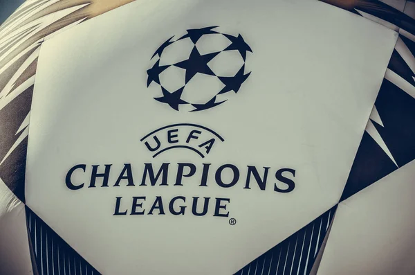 Kyiv Ukraine Mai 2018 Gros Plan Sur Logo Uefa Champions — Photo