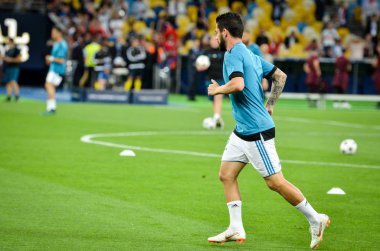 Kiev, Ukrayna - 26 Mayıs 2018: Çifleşme 2018 önce Uefa Şampiyonlar Ligi Finali maç Real Madrid ve Kiev Ukrayna Milli Güvenlik olimpiyskiy Stadyumu'nda Liverpool arasında