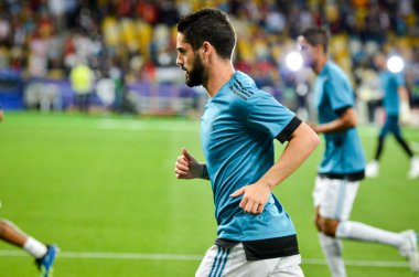 Kiev, Ukrayna - 26 Mayıs 2018: Çifleşme 2018 önce Uefa Şampiyonlar Ligi Finali maç Real Madrid ve Kiev Ukrayna Milli Güvenlik olimpiyskiy Stadyumu'nda Liverpool arasında