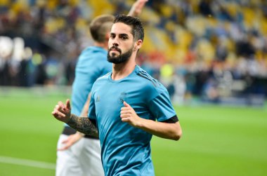 Kiev, Ukrayna - 26 Mayıs 2018: Çifleşme 2018 önce Uefa Şampiyonlar Ligi Finali maç Real Madrid ve Kiev Ukrayna Milli Güvenlik olimpiyskiy Stadyumu'nda Liverpool arasında