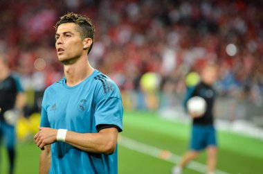 Kiev, Ukrayna - 26 Mayıs 2018: Cristiano Ronaldo ve eğitim 2018 Uefa Şampiyonlar Ligi final maçında Real Madrid ve Liverpool, Ukrayna arasında daha önce Real Madrid futbol oyuncuları