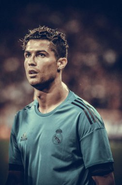 Kiev, Ukrayna - 26 Mayıs 2018: Cristiano Ronaldo ve eğitim 2018 Uefa Şampiyonlar Ligi final maçında Real Madrid ve Liverpool, Ukrayna arasında daha önce Real Madrid futbol oyuncuları