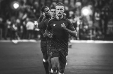 Kiev, Ukrayna - 26 Mayıs 2018: Jordan Henderson ve eğitim 2018 Uefa Şampiyonlar Ligi final maçında Real Madrid ve Liverpool, Ukrayna arasında önce bir Liverpool futbol oyuncuları