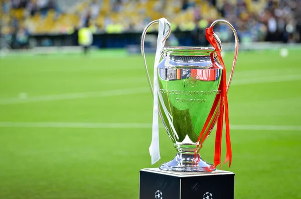 Kiev, Ukrayna - 26 Mayıs 2018: Uefa Şampiyonlar Ligi yakın çekim 2018 önce Uefa Şampiyonlar Ligi Finali maç Real Madrid ve Kiev Ukrayna Milli Güvenlik olimpiyskiy Stadyumu'nda Liverpool arasında