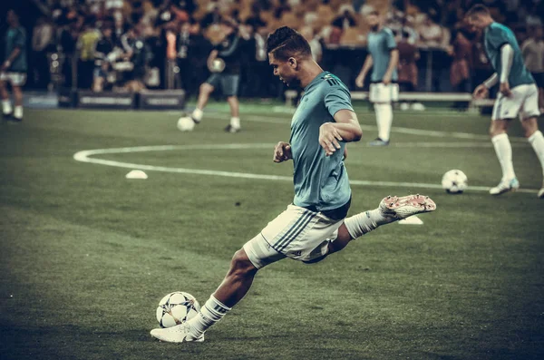 Kiev, Ukrayna - 26 Mayıs 2018: Casemiro 2018 önce Uefa Şampiyonlar Ligi Finali maç Real Madrid ve Kiev Ukrayna Milli Güvenlik olimpiyskiy Stadyumu'nda Liverpool arasında