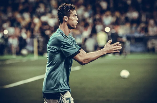 Kiev, Ukrayna - 26 Mayıs 2018: Cristiano Ronaldo ve eğitim 2018 Uefa Şampiyonlar Ligi final maçında Real Madrid ve Liverpool, Ukrayna arasında daha önce Real Madrid futbol oyuncuları