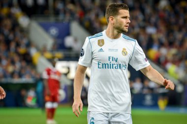 Kiev, Ukrayna - 26 Mayıs 2018: Nacho Fernandez 2018 sırasında Uefa Şampiyonlar Ligi Finali maç Real Madrid ve Kiev Ukrayna Milli Güvenlik olimpiyskiy Stadyumu'nda Liverpool arasında