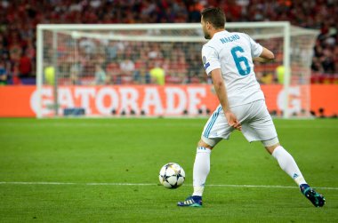 Kiev, Ukrayna - 26 Mayıs 2018: Nacho Fernandez 2018 sırasında Uefa Şampiyonlar Ligi Finali maç Real Madrid ve Kiev Ukrayna Milli Güvenlik olimpiyskiy Stadyumu'nda Liverpool arasında