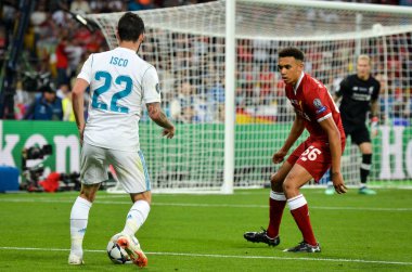 Kiev, Ukrayna - 26 Mayıs 2018: Çifleşme 2018 sırasında Uefa Şampiyonlar Ligi Finali maç Real Madrid ve Kiev Ukrayna Milli Güvenlik olimpiyskiy Stadyumu'nda Liverpool arasında