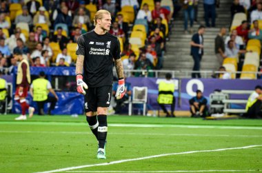 Kiev, Ukrayna - 26 Mayıs 2018: Loris Karius 2018 sırasında Uefa Şampiyonlar Ligi Finali maç Real Madrid ve Kiev Ukrayna Milli Güvenlik olimpiyskiy Stadyumu'nda Liverpool arasında