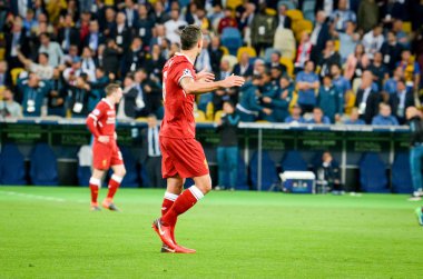 Kiev, Ukrayna - 26 Mayıs 2018: 2018 sırasında Dejan Lovren Uefa Şampiyonlar Ligi Finali maç Real Madrid ve Kiev Ukrayna Milli Güvenlik olimpiyskiy Stadyumu'nda Liverpool arasında