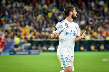 Kiev, Ukrayna - 26 Mayıs 2018: Çifleşme (R) 2018 sırasında Uefa Şampiyonlar Ligi Finali maç Real Madrid ve Kiev Ukrayna Milli Güvenlik olimpiyskiy Stadyumu'nda Liverpool arasında