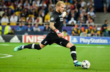 Kiev, Ukrayna - 26 Mayıs 2018: Loris Karius 2018 sırasında Uefa Şampiyonlar Ligi Finali maç Real Madrid ve Kiev Ukrayna Milli Güvenlik olimpiyskiy Stadyumu'nda Liverpool arasında