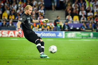 Kiev, Ukrayna - 26 Mayıs 2018: Loris Karius 2018 sırasında Uefa Şampiyonlar Ligi Finali maç Real Madrid ve Kiev Ukrayna Milli Güvenlik olimpiyskiy Stadyumu'nda Liverpool arasında