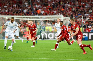 Kiev, Ukrayna - 26 Mayıs 2018: Jordan Henderson 2018 sırasında Uefa Şampiyonlar Ligi Finali maç Real Madrid ve Kiev Ukrayna Milli Güvenlik olimpiyskiy Stadyumu'nda Liverpool arasında