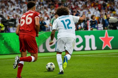 Kiev, Ukrayna - 26 Mayıs 2018: Trent Alexander-Arnold 2018 sırasında Uefa Şampiyonlar Ligi Finali maç Real Madrid ve Kiev Ukrayna Milli Güvenlik olimpiyskiy Stadyumu'nda Liverpool arasında