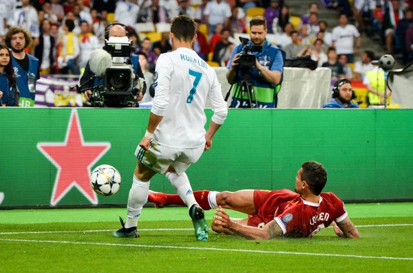 Kyiv Ukraine Maio 2018 Cristiano Ronaldo Dejan Lovren Durante Partida — Fotografia de Stock