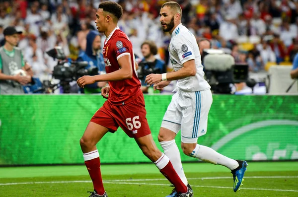 Kiev, Ukrayna - 26 Mayıs 2018: Trent Alexander-Arnold 2018 sırasında Uefa Şampiyonlar Ligi Finali maç Real Madrid ve Kiev Ukrayna Milli Güvenlik olimpiyskiy Stadyumu'nda Liverpool arasında