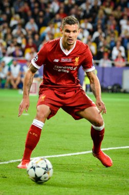 Kiev, Ukrayna - 26 Mayıs 2018: Dejan Lovren 2018 Uefa Şampiyonlar Ligi final maçında Real Madrid ve Liverpool, Ukrayna arasında sırasında