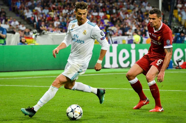 Kiev, Ukrayna - 26 Mayıs 2018: Cristiano Ronaldo 2018 sırasında Uefa Şampiyonlar Ligi Finali maç Real Madrid ve Kiev Ukrayna Milli Güvenlik olimpiyskiy Stadyumu'nda Liverpool arasında
