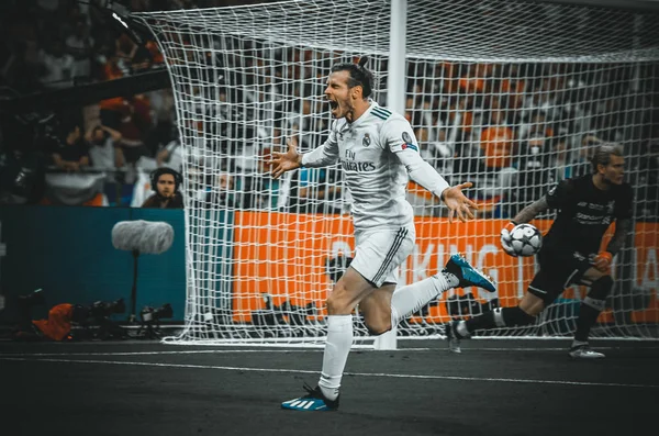 Kyiv Ukraine Mai 2018 Gareth Bale Célèbre Marqué Lors Match — Photo