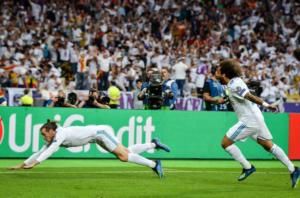 Kyiv Ukraine Maio 2018 Gareth Bale Celebra Gol Marcado Durante — Fotografia de Stock