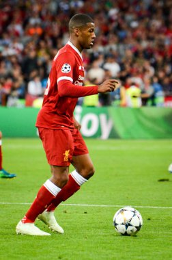 Kiev, Ukrayna - 26 Mayıs 2018: Futbolcu 2018 sırasında Uefa Şampiyonlar Ligi Finali maç Real Madrid ve Kiev Ukrayna Milli Güvenlik olimpiyskiy Stadyumu'nda Liverpool arasında
