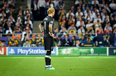 Kiev, Ukrayna - 26 Mayıs 2018: Loris Karius 2018 sırasında Uefa Şampiyonlar Ligi Finali maç Real Madrid ve Kiev Ukrayna Milli Güvenlik olimpiyskiy Stadyumu'nda Liverpool arasında