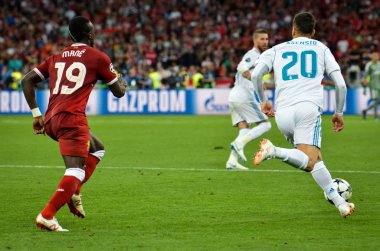 Kiev, Ukrayna - 26 Mayıs 2018: Marco Asensio 2018 sırasında Uefa Şampiyonlar Ligi Finali maç Real Madrid ve Kiev Ukrayna Milli Güvenlik olimpiyskiy Stadyumu'nda Liverpool arasında