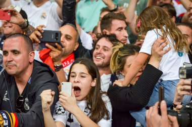 Kiev, Ukrayna - 26 Mayıs 2018: Futbolcular Real Madrid celebra