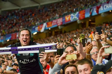 Kiev, Ukrayna - 26 Mayıs 2018: Futbolcular Real Madrid celebra