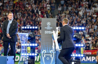 Kiev, Ukrayna - 26 Mayıs 2018: Andriy Şevçenko sonra Real Madrid Liverpool, Ukrayna maçı Şampiyonlar Ligi Kupası, Real Madrid Kiev ayılar
