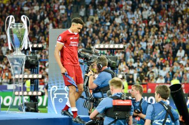 Kiev, Ukrayna - 26 Mayıs 2018: Liverpool futbolcular Uefa Şampiyonlar Ligi finalisti gümüş madalya Kiev, Ukrayna alırsınız.