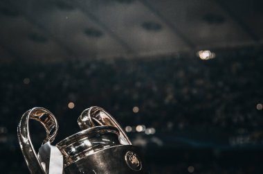 Kiev, Ukrayna - 26 Mayıs 2018: Uefa Kupası, Uefa Şampiyonlar Ligi 2018 Ukrayna Kiev maçında finalinde zaferden sonra Şampiyonlar Ligi 2018 yakın çekim