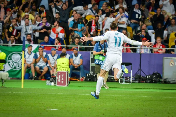 Kyiv Ukraine Maio 2018 Gareth Bale Celebra Gol Marcado Durante — Fotografia de Stock