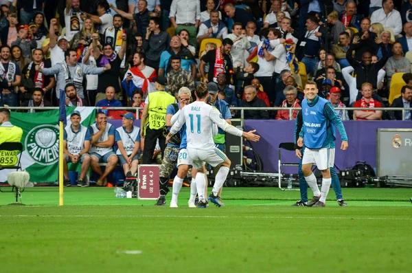 Kyiv Ukraine Mai 2018 Gareth Bale Feiert Sein Tor Finale — Stockfoto
