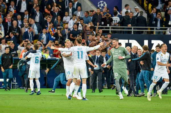 Kiev Oekraïne Mei 2018 Voetballers Van Real Madrid Vieren Overwinning — Stockfoto