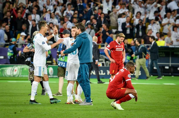 Kiev Ukrajna 2018 Május Real Madrid Labdarúgója Ünnepelni Győzelmet Végleges — Stock Fotó