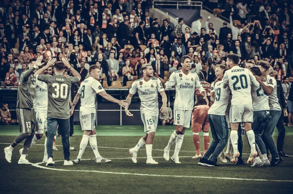 Kyiv Ukraine May 2018 Footballers Real Madrid Celebrate Victory Final — Stock Photo, Image