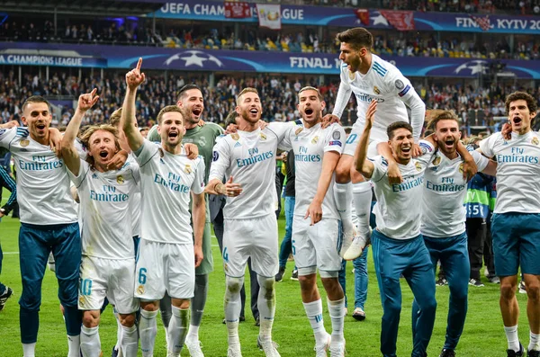 Київ Україна Травня 2018 Підопічні Реал Мадрид Святкувати Перемогу Фіналі — стокове фото