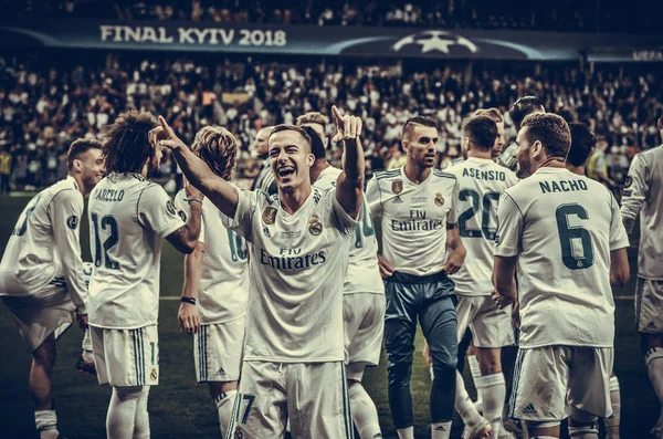 Kyiv Ucrania Mayo 2018 Lucas Vázquez Del Real Madrid Celebra — Foto de Stock