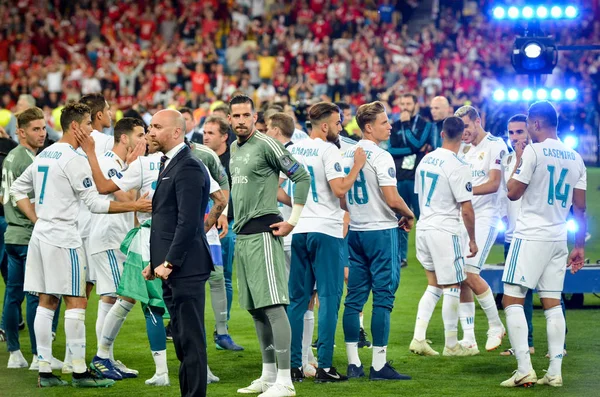 Kyiv Ukraine Mai 2018 Les Footballeurs Real Madrid Célèbrent Victoire — Photo