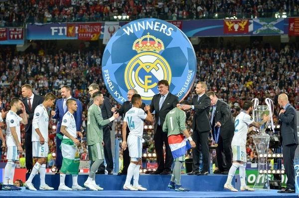 Kyiv Ukraine Maio 2018 Futebolistas Real Madrid Recebem Medalhas Ouro — Fotografia de Stock