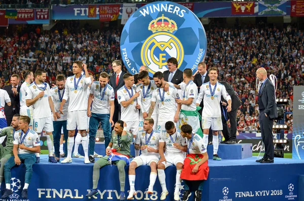 Kyiv Ukraine Maio 2018 Futebolistas Real Madrid Comemoram Vitória Final — Fotografia de Stock